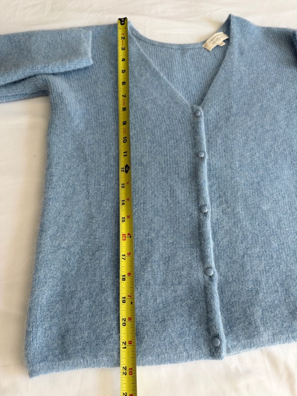 Sezane "Barry" Super Kid Mohair Baby Alpaca Light Blue V-Neck Cardigan Sweater - Picture 17 of 17